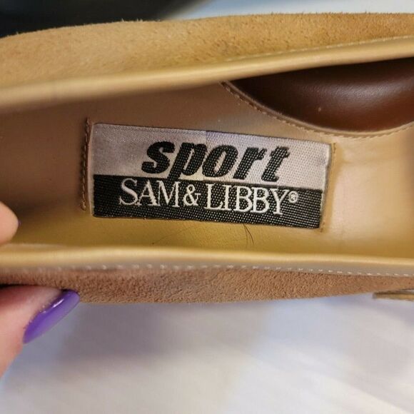 Sam & Libby size 9M Tan Suede Leather Sport Shoe Scamper Chunky Heel As … - Picture 9 of 12